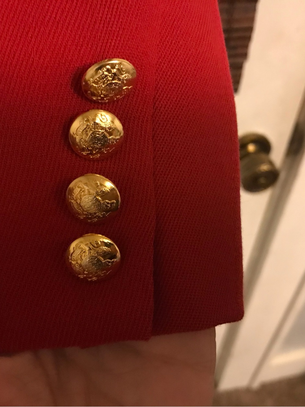 Lauren Ralph Lauren Vintage Red Blazer Wool Shoulder Pads Gold Buttons - Picture 6 of 10